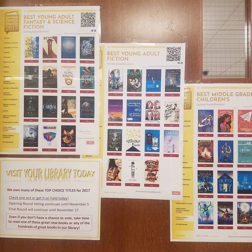 <a href="/goodreads/">Goodreads</a> #bestbook 2017 - check out today! 
#librarians use our display! goo.gl/78BYMd #librarylife #readersadvisory  #read