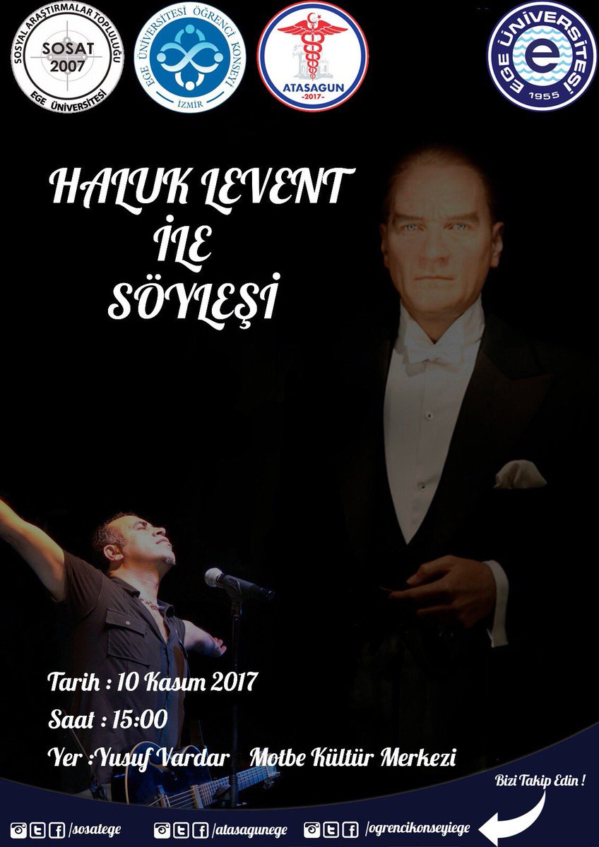 SOSAT ve <a href="/AtasagunEge/">Ege Tıp Atasagun</a> olarak 10 Kasım’da Haluk Levent’i ağırlayacak olmaktan gurur duyuyoruz <a href="/haluk_levent/">Haluk Levent</a>