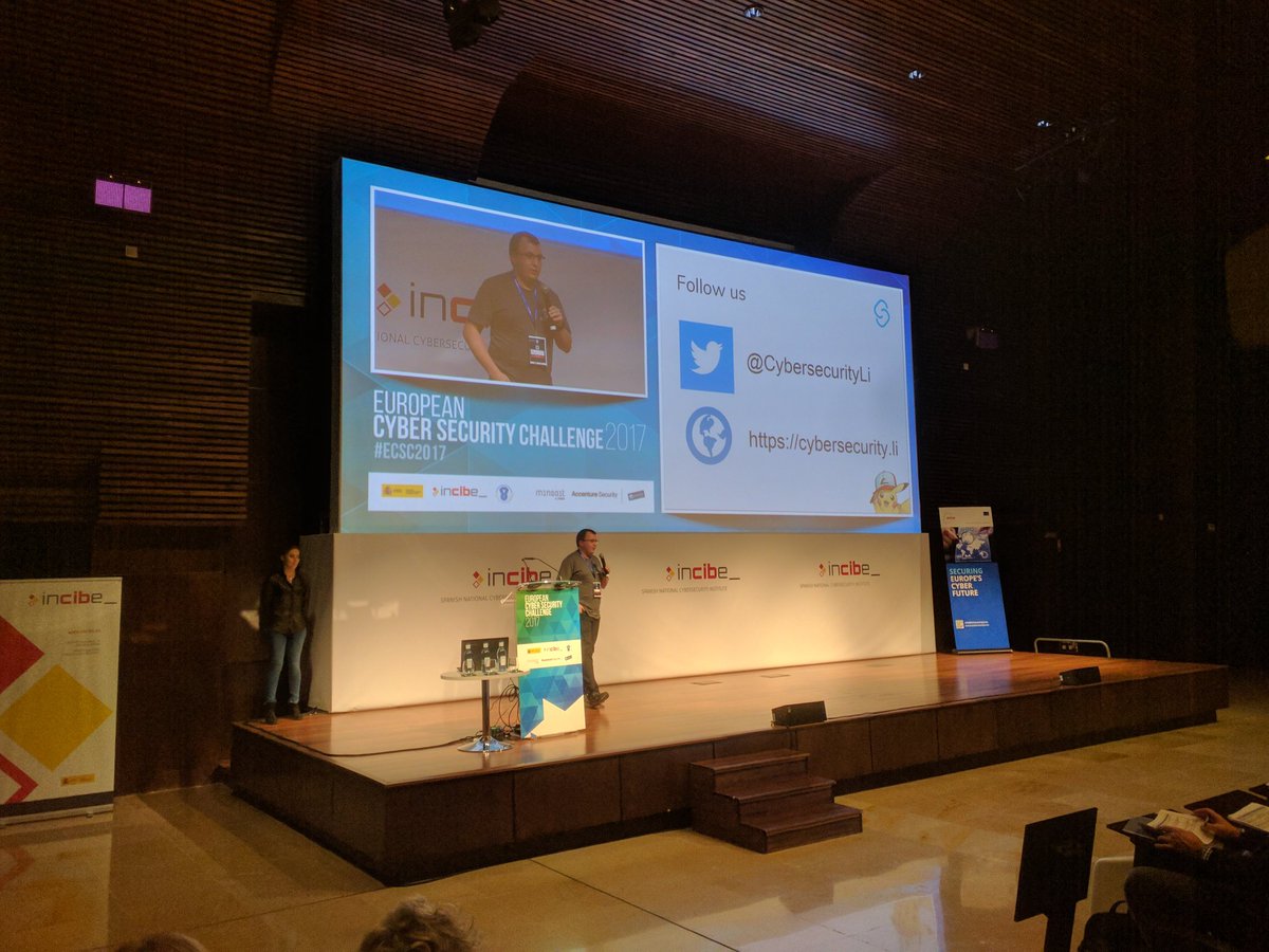 bluehack42's tweet photo. Awesome presentation. Thanks a lot to @peterhuerlimann #ECSC17 #Liechtenstein https://t.co/9jkeYH6tR1
