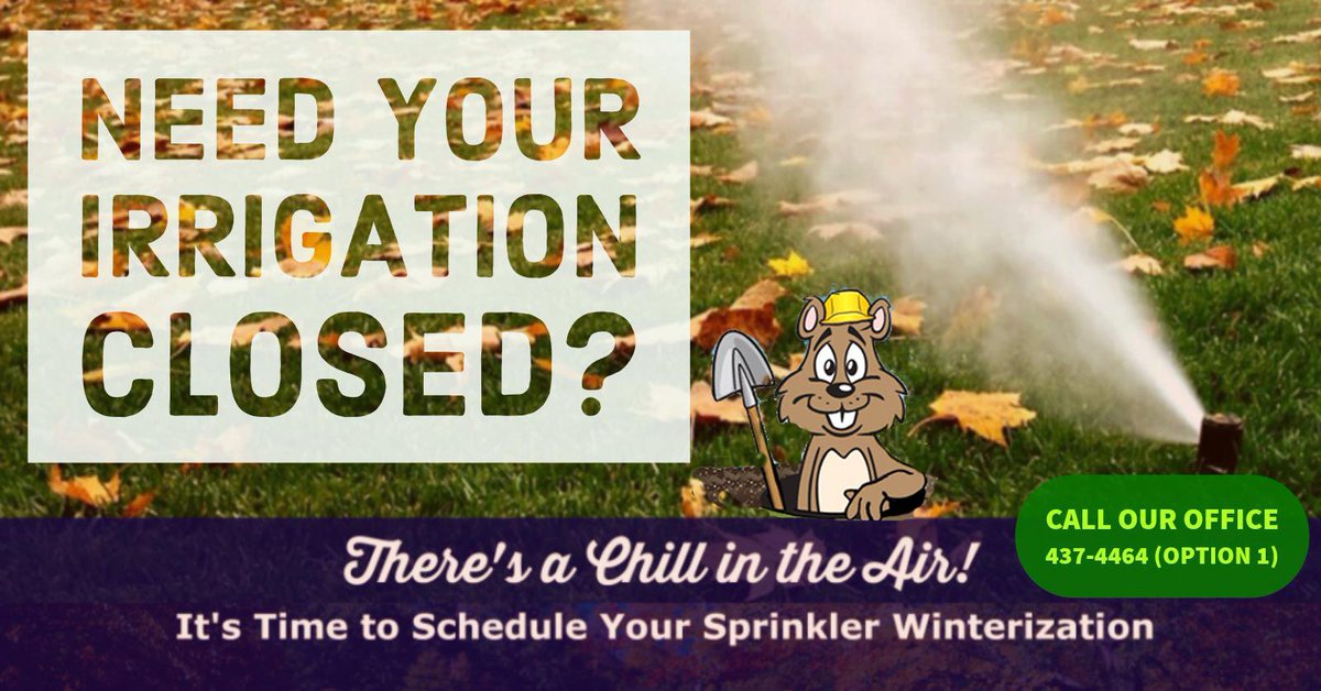 GroundhogNH's tweet image. Yes we have started closing irrigation systems.  Give us a call today!! 603-437-4464 option1