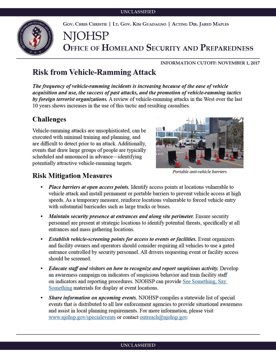 NJOHSP's tweet photo. Risk from Vehicle-Ramming Attack - Challenges and Risk Mitigation Measures. Learn more at https://t.co/vvkOyTDmhG https://t.co/9erNazb63a