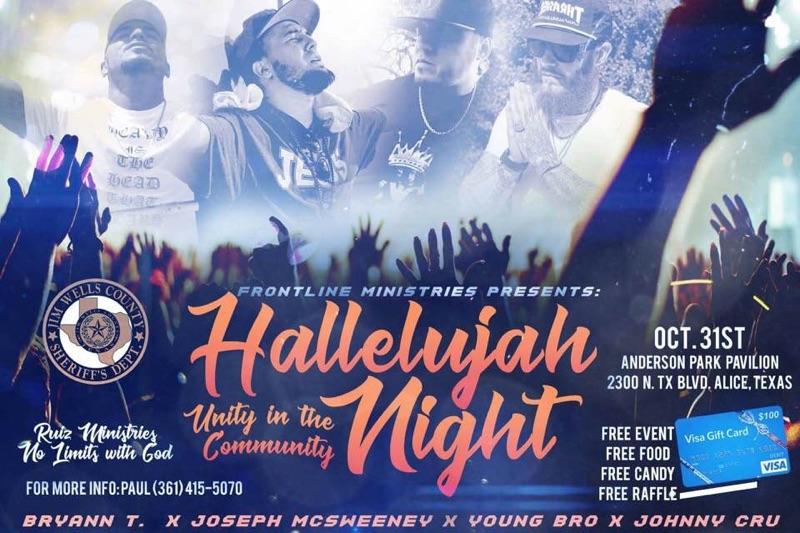 FarrellForJP1's tweet photo. Proud to CoSponsor Hellelujah Unity in the Community Night! A blessed Halloween of testimony praise & revival! #FarrellForJP1 #JimWellsProud https://t.co/SN25oSomxw