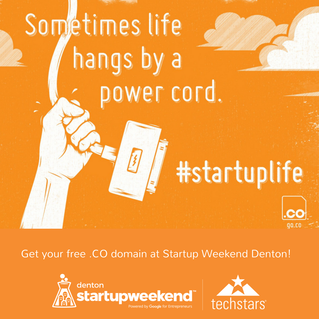Did you know you can get a free .CO domain from <a href="/dotCO/">.CO</a> at Startup Weekend? Register today at buff.ly/2z3WhLx #techweekdfw #gsb