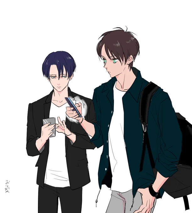 スマホさわる兵長と指の長さが違うエレリ 
