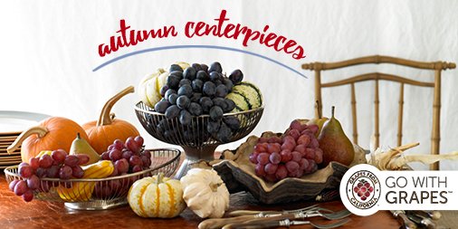 GrapesfromCA's tweet photo. Autumn is in full swing! Use plump & pretty #GrapesfromCA throughout the month and add a delicious touch to your table décor. #GoWithGrapes https://t.co/JGZof25DV4
