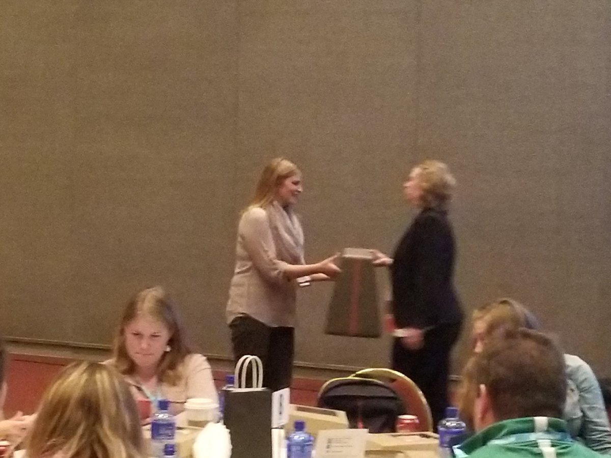 SchlenderJ's tweet photo. Congratulations @SeilerMary on your big prize. Glad we could capture some photos. #PLConf17 https://t.co/RGJvLLUtCu