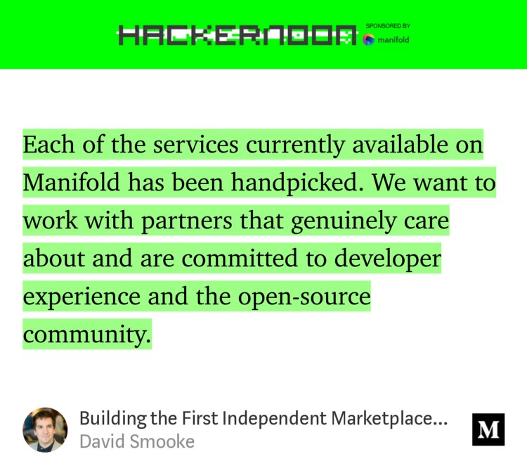 hackernoon's tweet photo. Building the First Independent Marketplace for Developer Services. Founder Interview w/ @Matt_Creager https://t.co/rE1HDbcbOM #WeeklySponsor https://t.co/GZQybavUAC