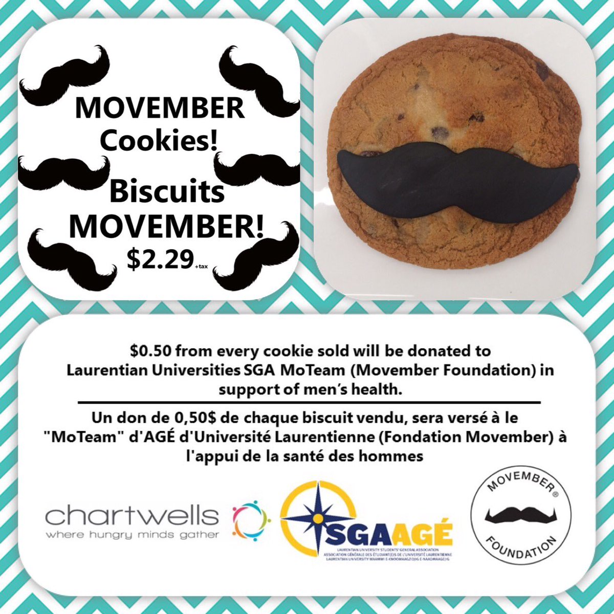 LULDining's tweet image. #Movember is upon us, and we want to help the @SGAAGE #MoTeam raise $$$ for @MovemberCA ! $0.50 from every cookie sold, will be donated! 👨🏻🍪