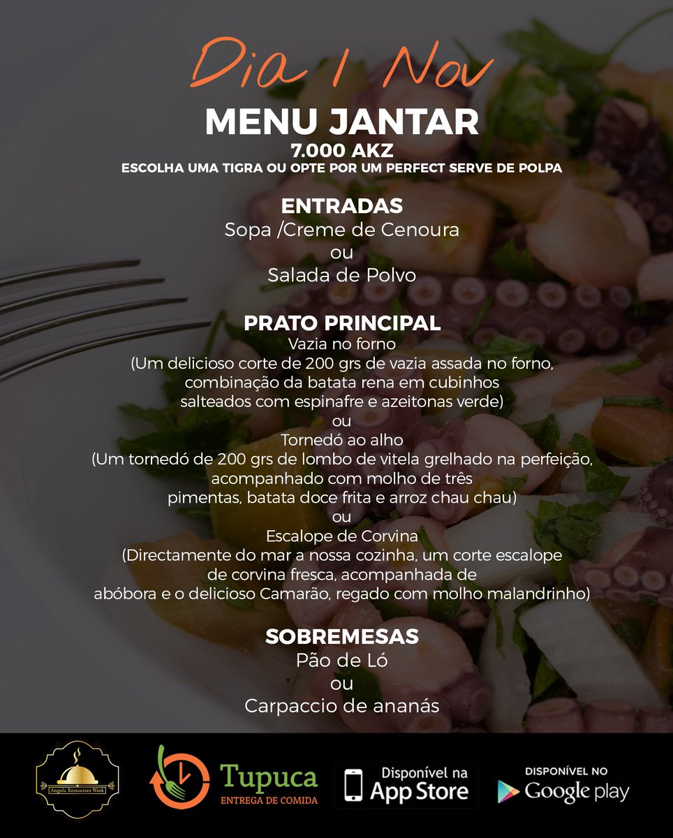 TUPUCA_LDA's tweet photo. #AngolaRestaurantWeek O que queres Jantar ? https://t.co/JEHtyIkPjk
