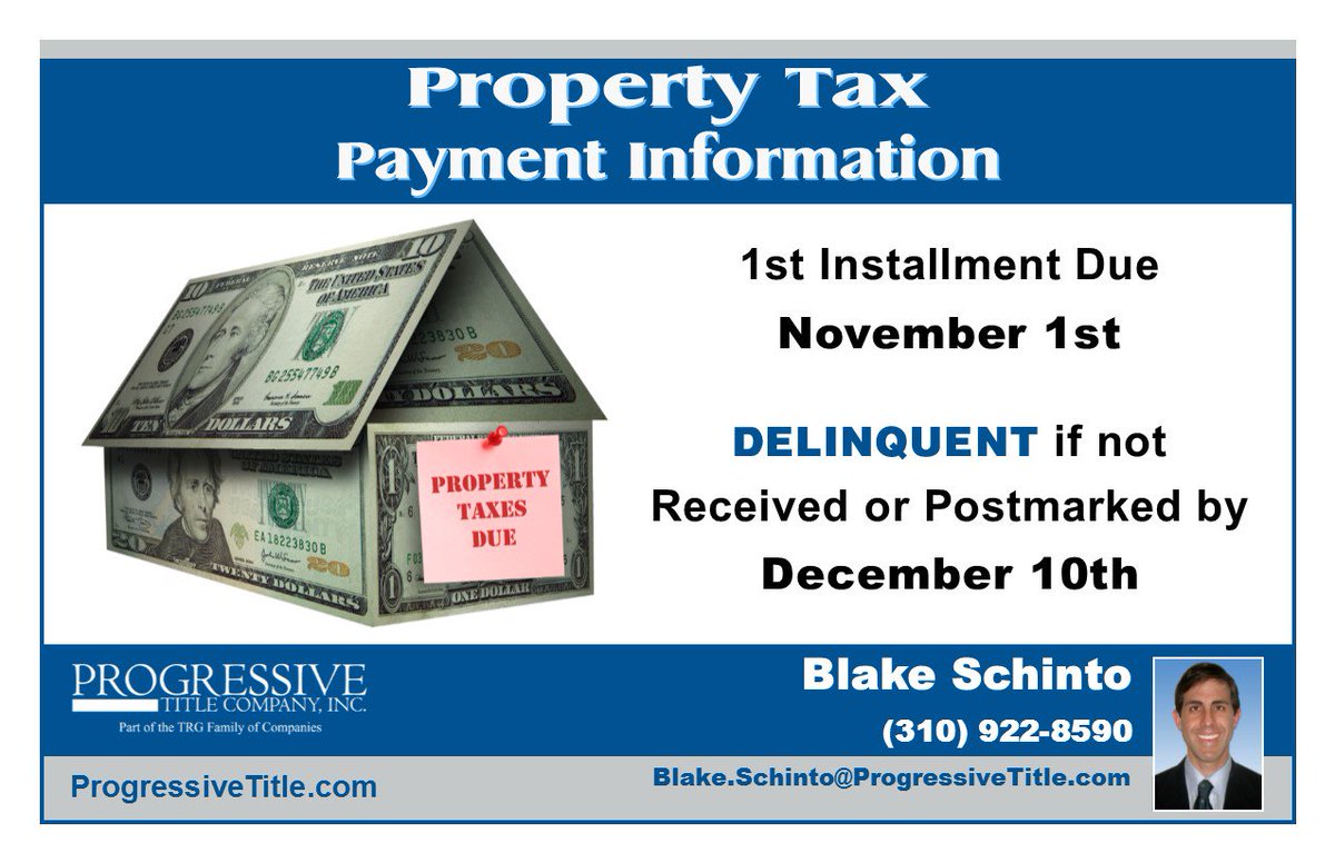 TitleBlake's tweet photo. #PropertyTaxesDue #1stinstallmentDue #RealEstatePropertytaxes #ProgressiveTitle https://t.co/Pj3VTCpv5N
