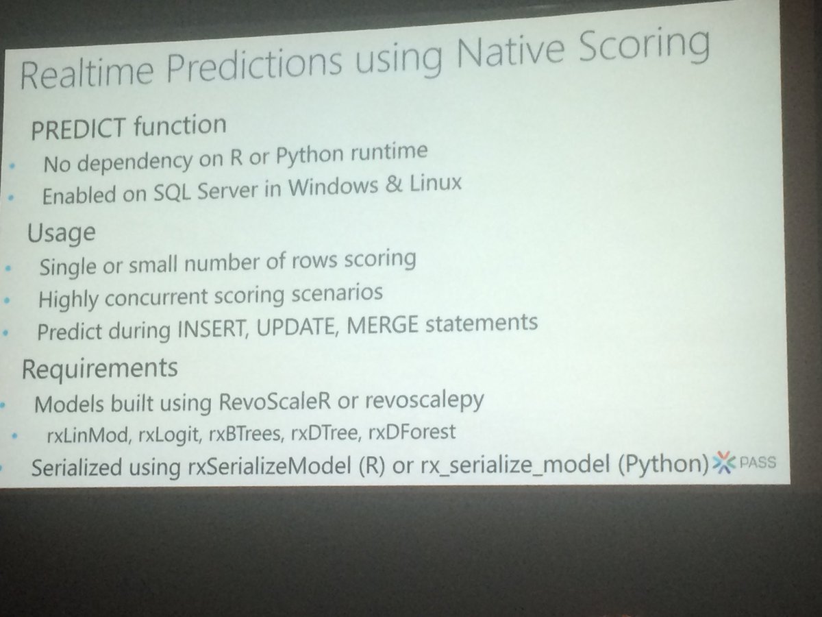 JavierSQL's tweet image. Mi nueva función favorita de SQL: PREDICT #sqlsummit #sqlserver