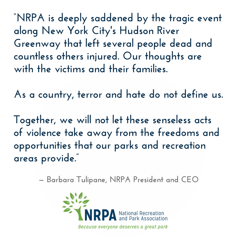 NRPA_news's tweet photo. NRPA Statement on New York City Tragedy: https://t.co/dcA8b0fiYw https://t.co/ZXl0KNfR9c