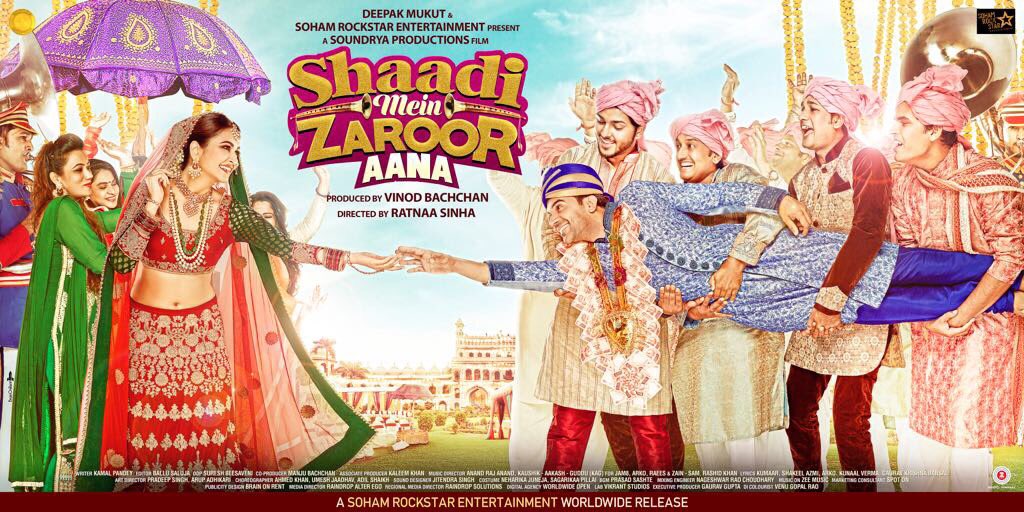 RajkummarRao's tweet photo. Here's our new poster for #ShaadiMeinZaroorAana @kriti_official #10NovRelease. आरती और सत्तू की शादी। https://t.co/JGvjyWPsgx