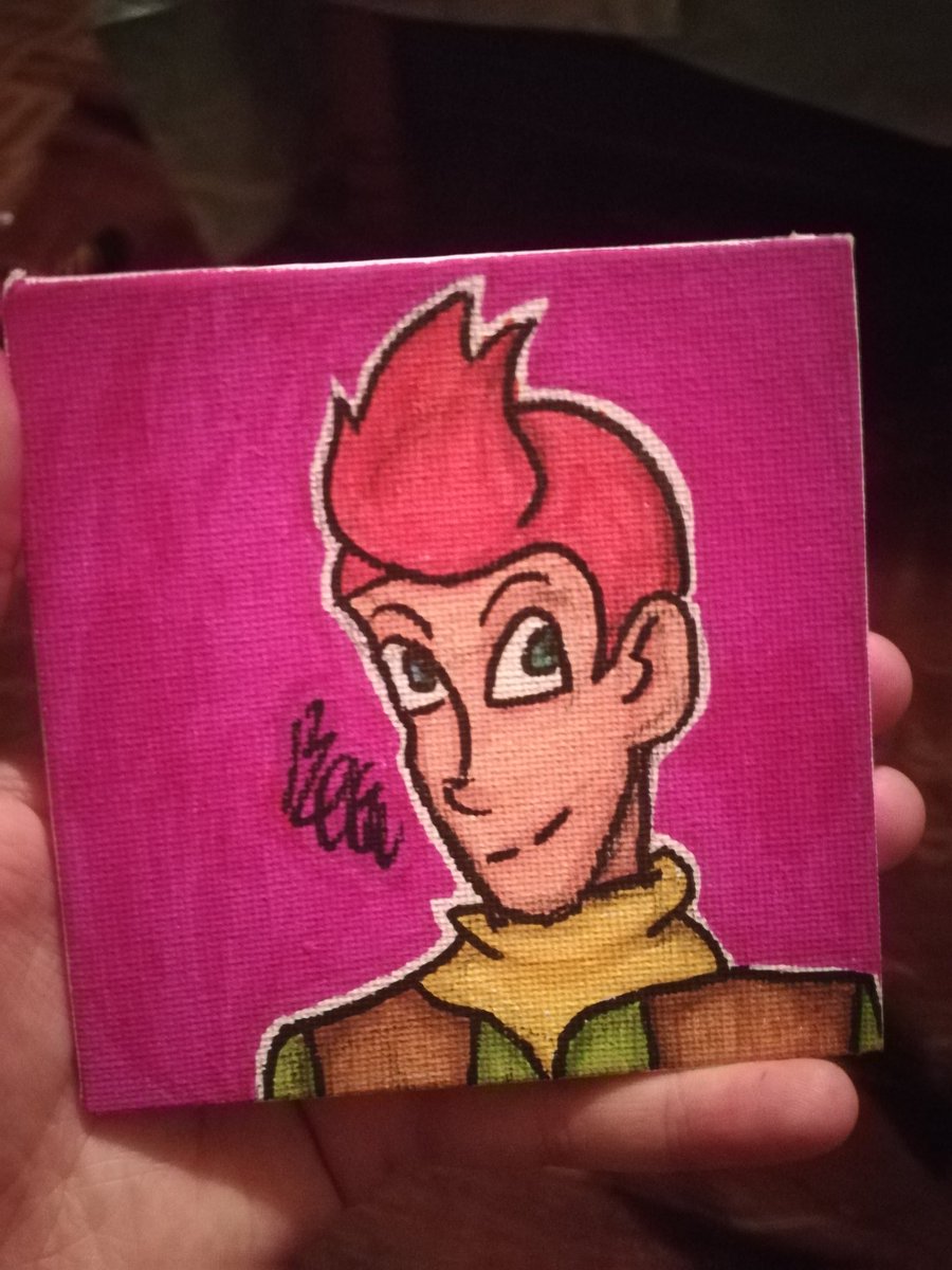 FalseHappyness's tweet image. //I got bored. I had coloured markers and a tiny canvas. I made this. //