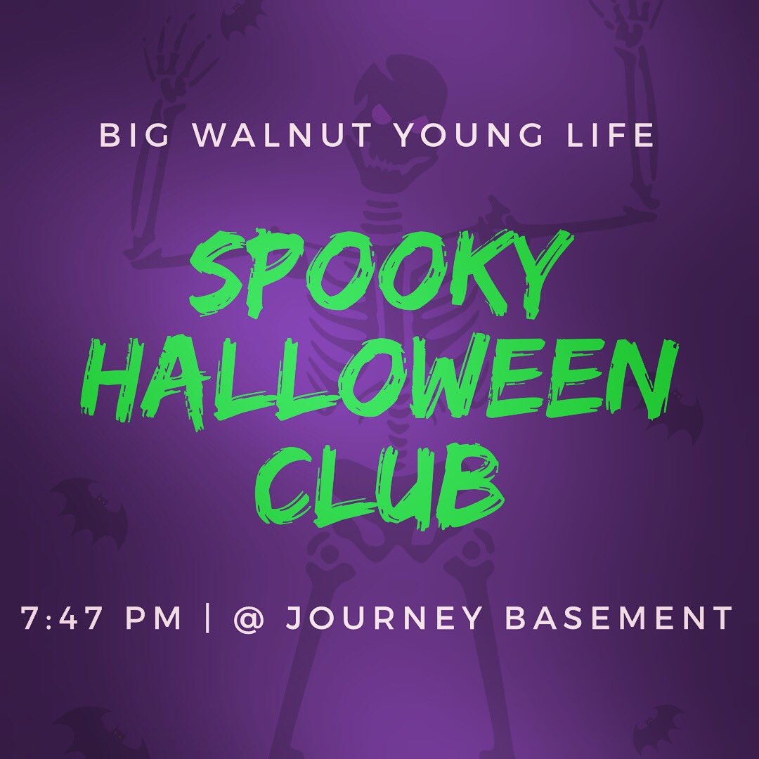 BigWalnutYL's tweet photo. 🎃HALLOWEEN CLUB🎃 TONIGHT! 7:47 pm @ journey. Wear your costumes and bring a friend! Prepare to be spooked👀💀🌙🕸🕷👻 https://t.co/4P5imsEf74