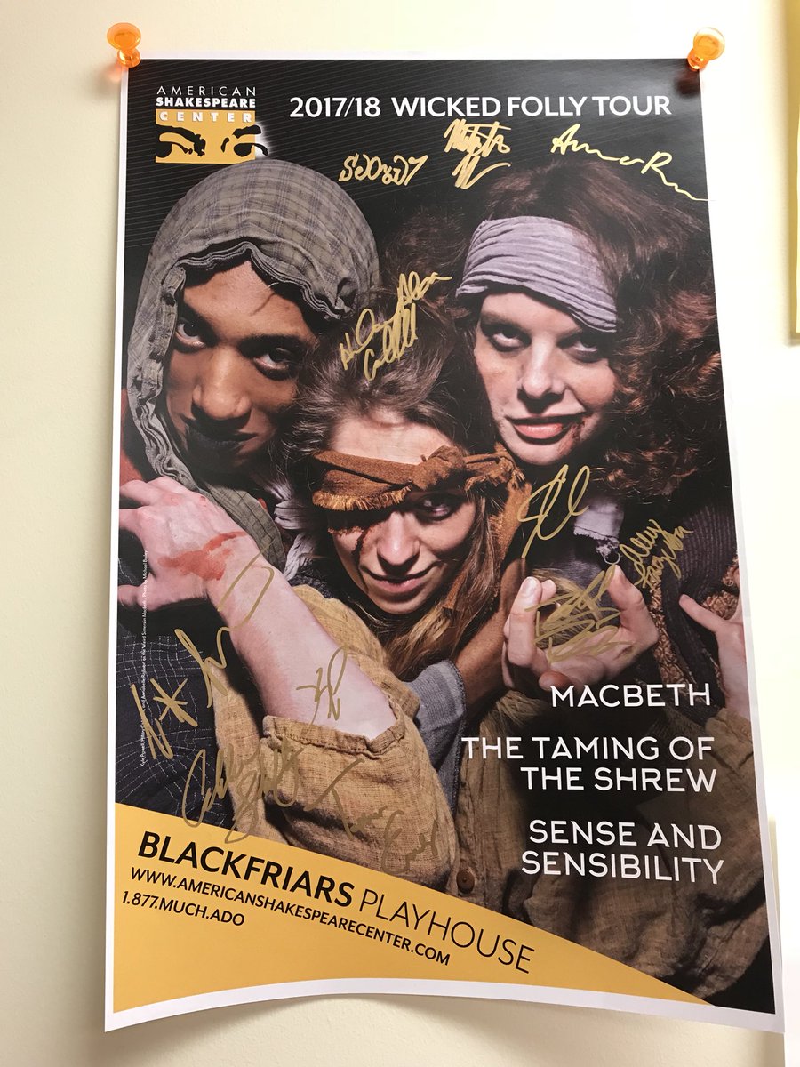 reiderbss's tweet photo. Hey @shakespearectr ! Check out my fancy new poster!!
#SignedSealedDelivered #MadeItThroughCustoms
#exciting!!
#TheScottishPlay https://t.co/i71au4qUxZ