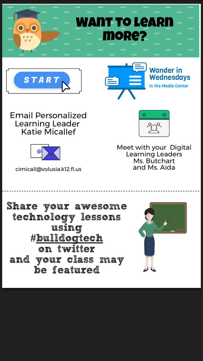 techteacherfran's tweet photo. Calling all @delandbulldogs Teachers ๐ฃ๐ฃ Tweet your awesome lessons with #bulldogtech and be featured on new bulletin board @MelissaLynCarr https://t.co/ALk1L8ksFW