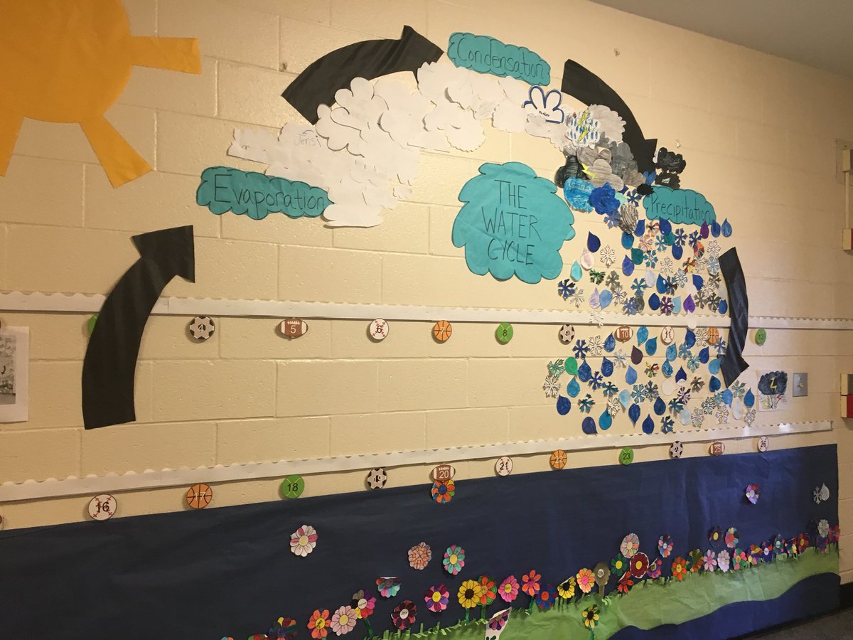 MrsKooswald's tweet photo. Walker, Mills, &amp; Oswald classes collaborated to make a model of the Water Cycle! #Science #stopcollaborate&amp;listen @GESIndians @MrsKNWalker https://t.co/sdlXOd5FOh