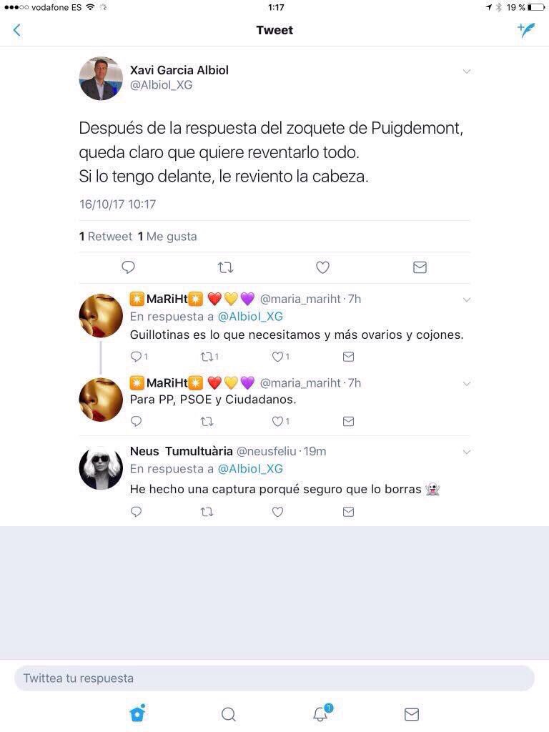 GemmaMonllau's tweet photo. @Albiol_XG @KRLS @LaVanguardia Y tu no eres violento? No se puede ser más indigno! Que pena me dás. Recuerda... El KARMA https://t.co/ihdjcUnrzY