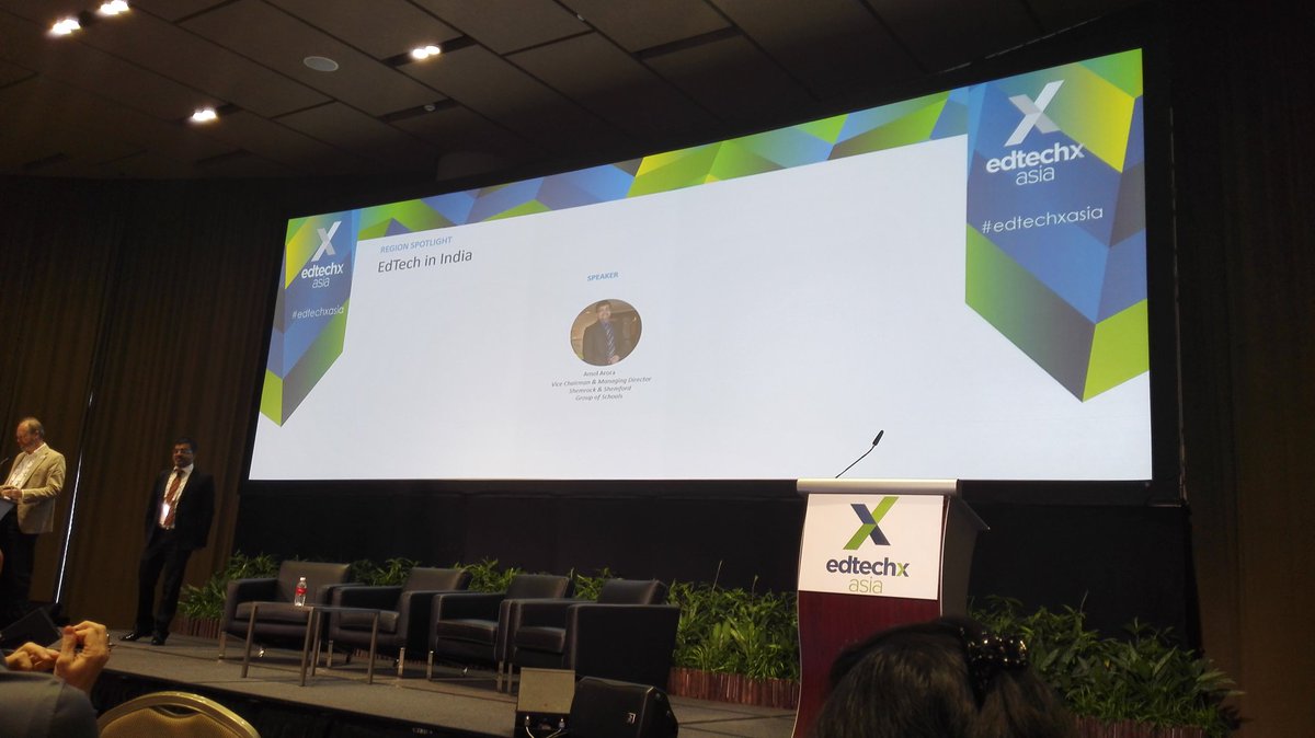 Gradesmatch's tweet photo. #EdTechXAsia - Amol Arora, MD of Shemrock & Shemford Group of schools, sharing insights on EdTech and impact on his schools. https://t.co/gkujr6Od4V