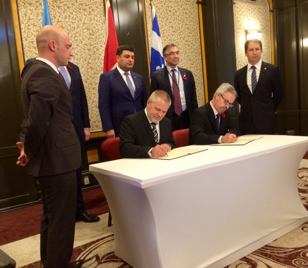 HDoane3's tweet photo. #MaritimeLaunchServices attended the signing of a space MOU between Canadian Space Agency and the State Space Agency of Ukraine in Montreal. https://t.co/2QcZ2OLd8D