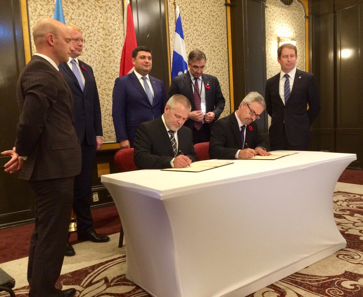 HDoane3's tweet photo. Signing of MOU between Canadian Space Agency and the State Space Agency of Ukraine today in Montreal. https://t.co/V8Th3mowK5