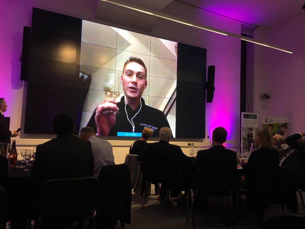 CliffDennett's tweet photo. Drinking wine while the vintners talk us through it from afar @innobham My heaven! #gooduseoftech https://t.co/2jE26blnJh