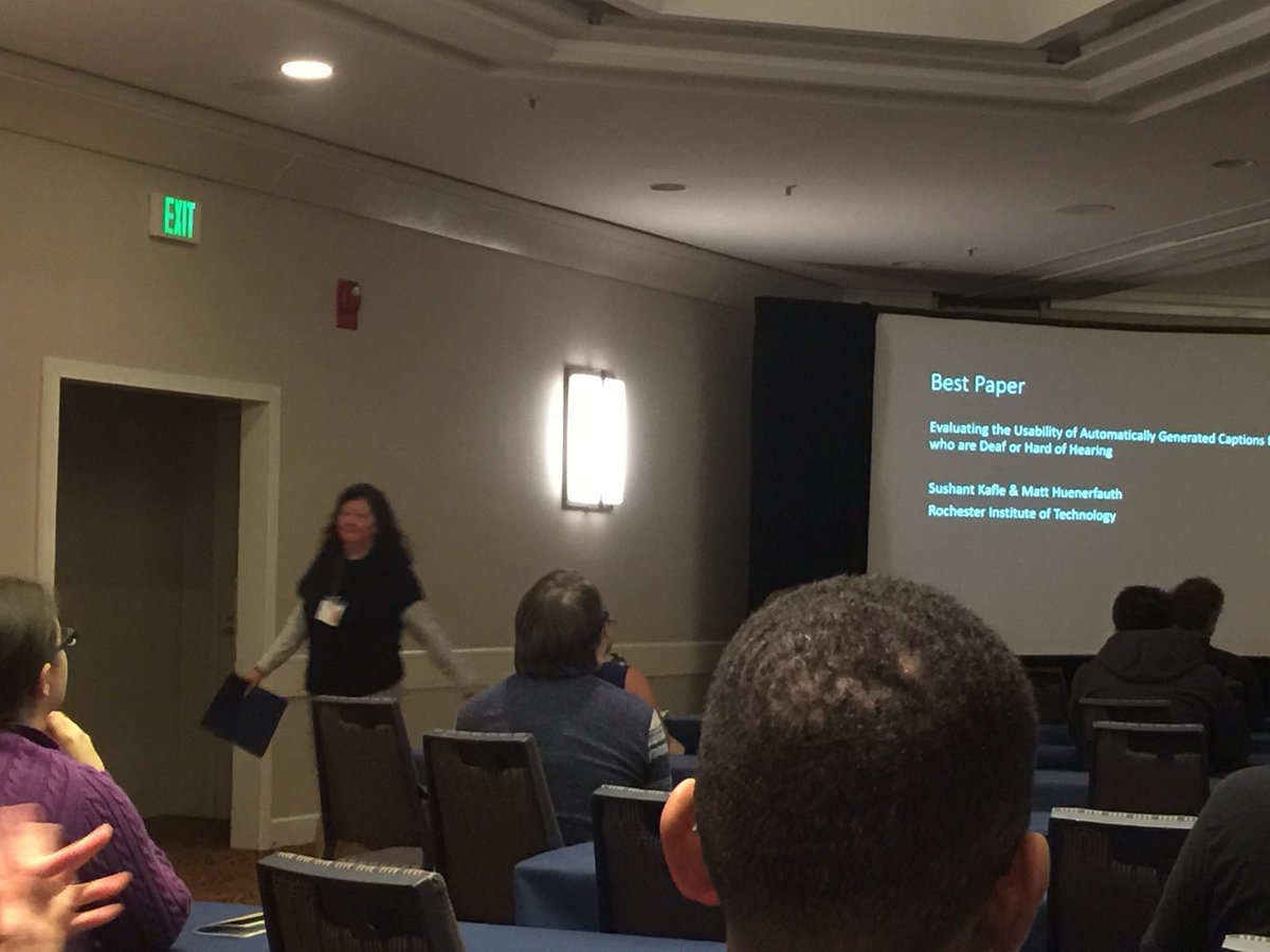 LABatChapman's tweet photo. @AnnuskaP Congrats on best student paper #assets2017 woohoo! https://t.co/wBNGfB6pcD