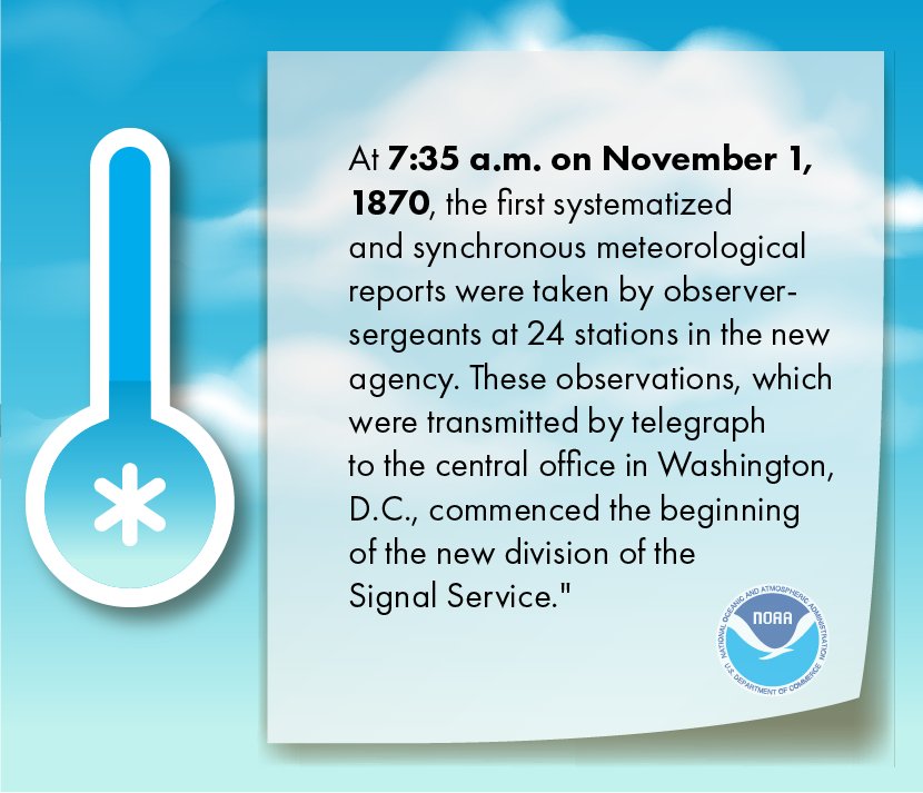 NWS's tweet photo. 137 years ago today, our first dedicated weather observation network began taking readings. Ahhh...where has the time gone. https://t.co/BnlDORNw4r