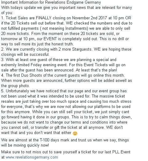 RevelationsGer's tweet image. Wichtige Updates für Revelations Germany! Important Information for Revelations Germany! Please Read Below! #revelationsendgame #pllcon