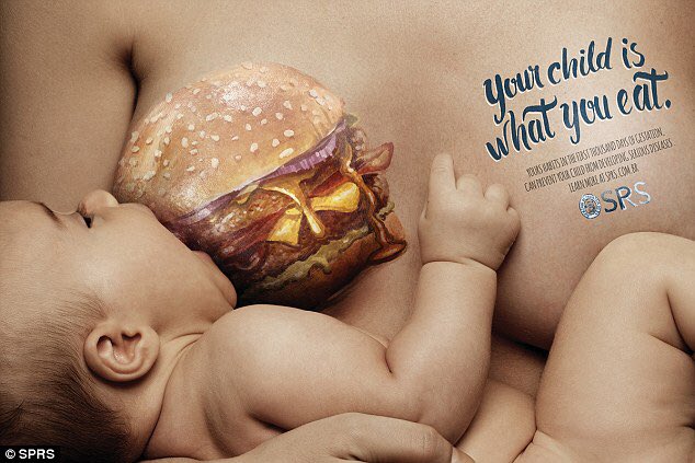 knopfr1's tweet photo. I found these two ads that have a guilt appeal (especially for nursing mothers) worked into them. #CMM352 https://t.co/d1ze95ciue