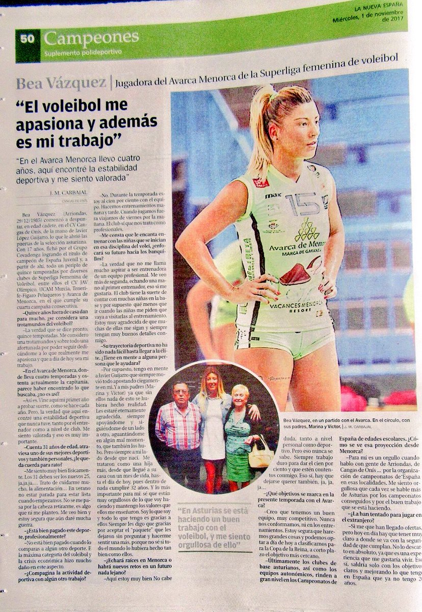 CVCIUTADELLA's tweet photo. @BeaVazquez15 en @lanuevaespana “El voleibol me apasiona” @AvarcadeMenorca https://t.co/QzddXc38B0