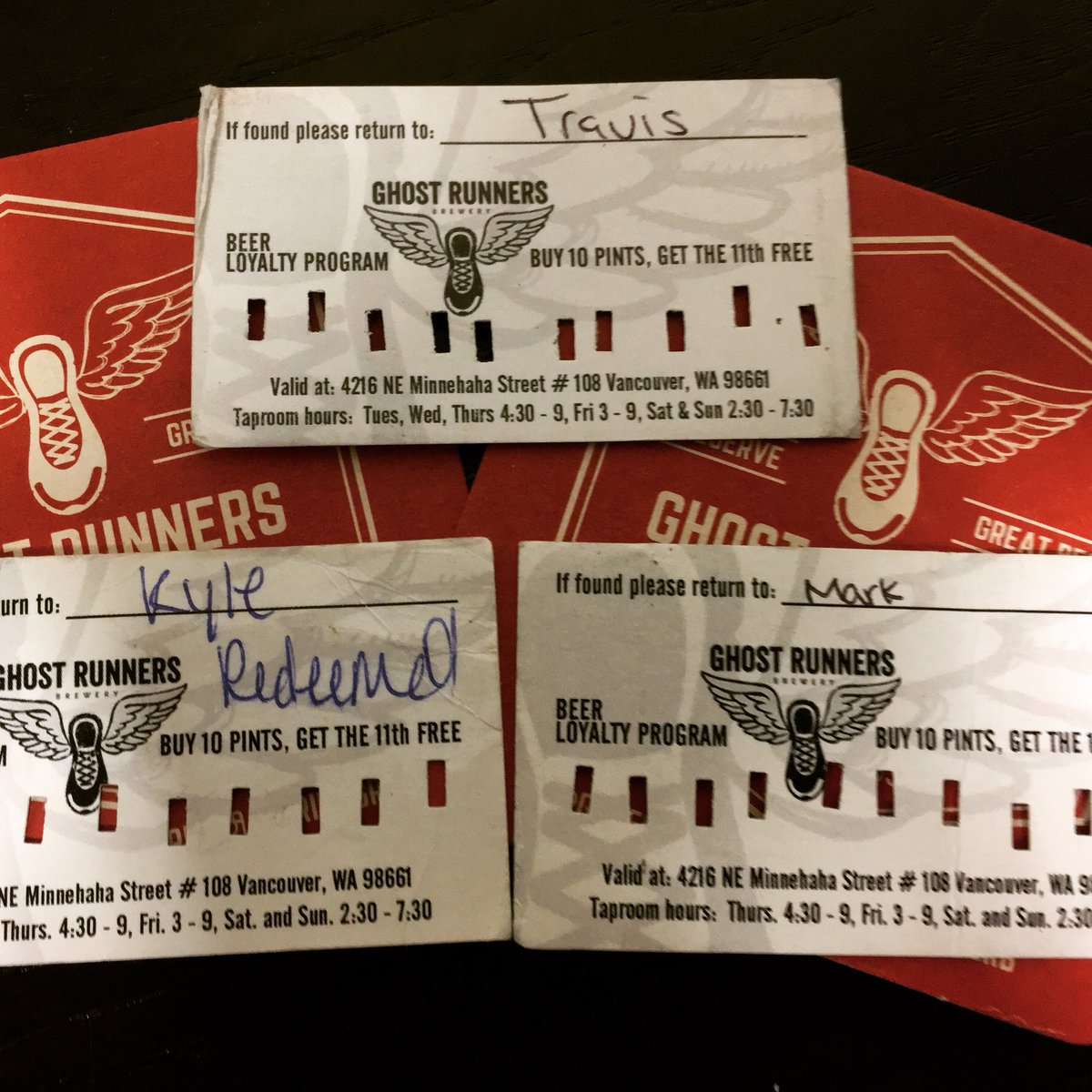 GRB beer loyalty program Wednesday winners are Travis, Mark, and Kyle.  #brewcouver #visitvancouver #freestuffrocks