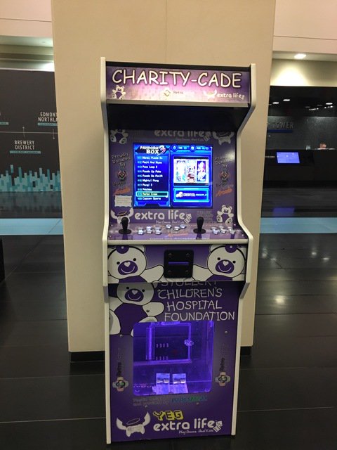 Our <a href="/Retro__Active/">Retro Active Arcade</a> CharityCade is hanging out at the <a href="/QualicoComm/">Qualico Commercial</a> <a href="/EPCOR_Tower/">EPCOR Tower</a> lobby! All proceeds goes to <a href="/StolleryKids/">Stollery Kids</a>.