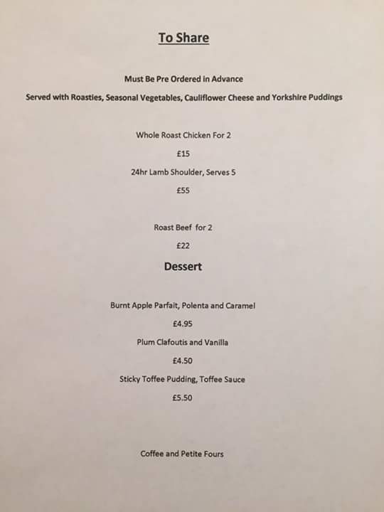 Looking for something a little different for Sunday lunch? Try our sharing menu.