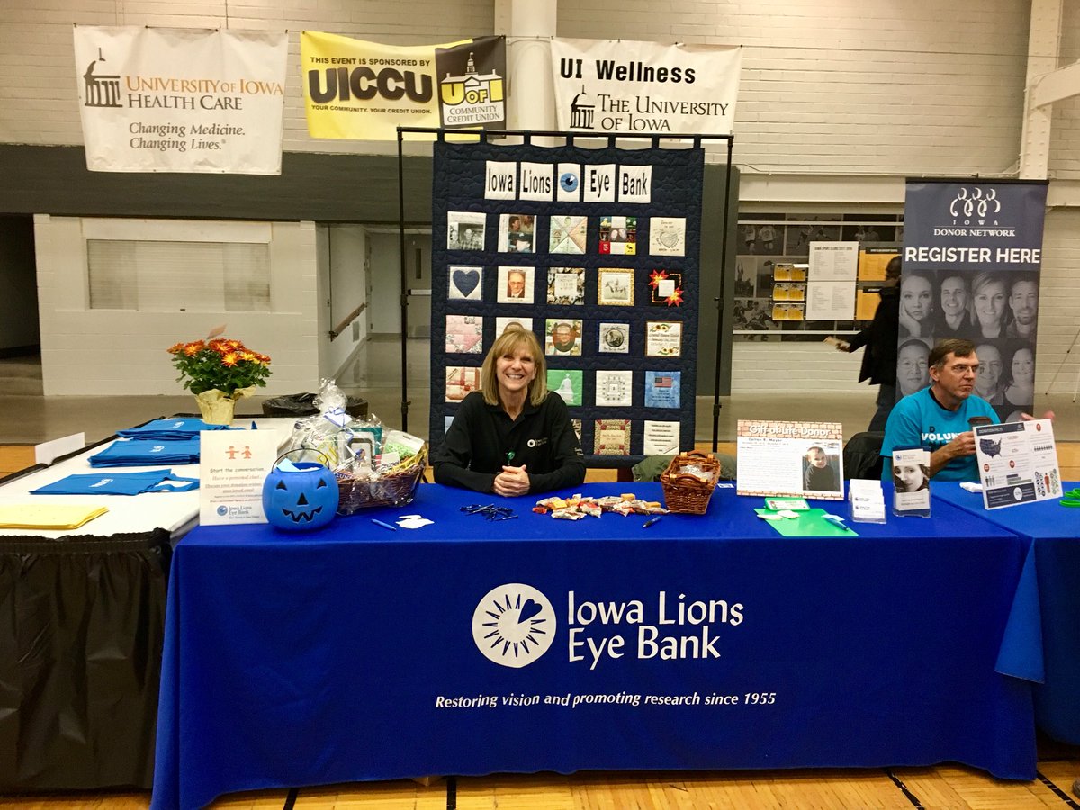 uiowaeye's tweet photo. Stopped by the #UIHealthFair to say hello to our friends from UI Optical and the Iowa Lions Eye Bank! https://t.co/OFTwzkgAWs