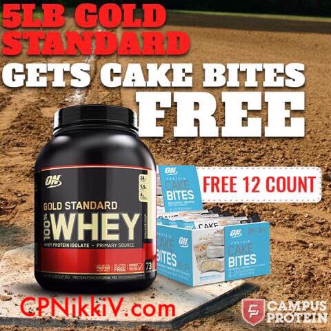 CPNikkiV's tweet photo. .@Team_Optimum BOGO DEAL 🔥🔥🔥 purchase GOLD STANDARD WHEY &amp; get a 12ct of delish Cake Bites for FREE! https://t.co/3TimpVupOl @CampusProtein https://t.co/WtIR7dcIdX