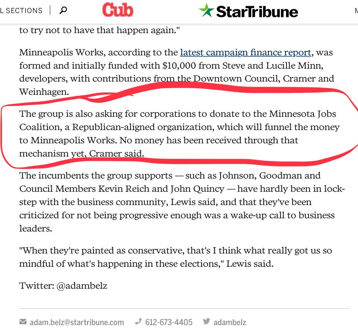 javimorillo's tweet photo. Let’s review what we know about #MplsWorks ties to the GOP MN Jobs Coalition. The first time the tie came up was in this @adambelz story:/1 https://t.co/fs7KE98Nhy