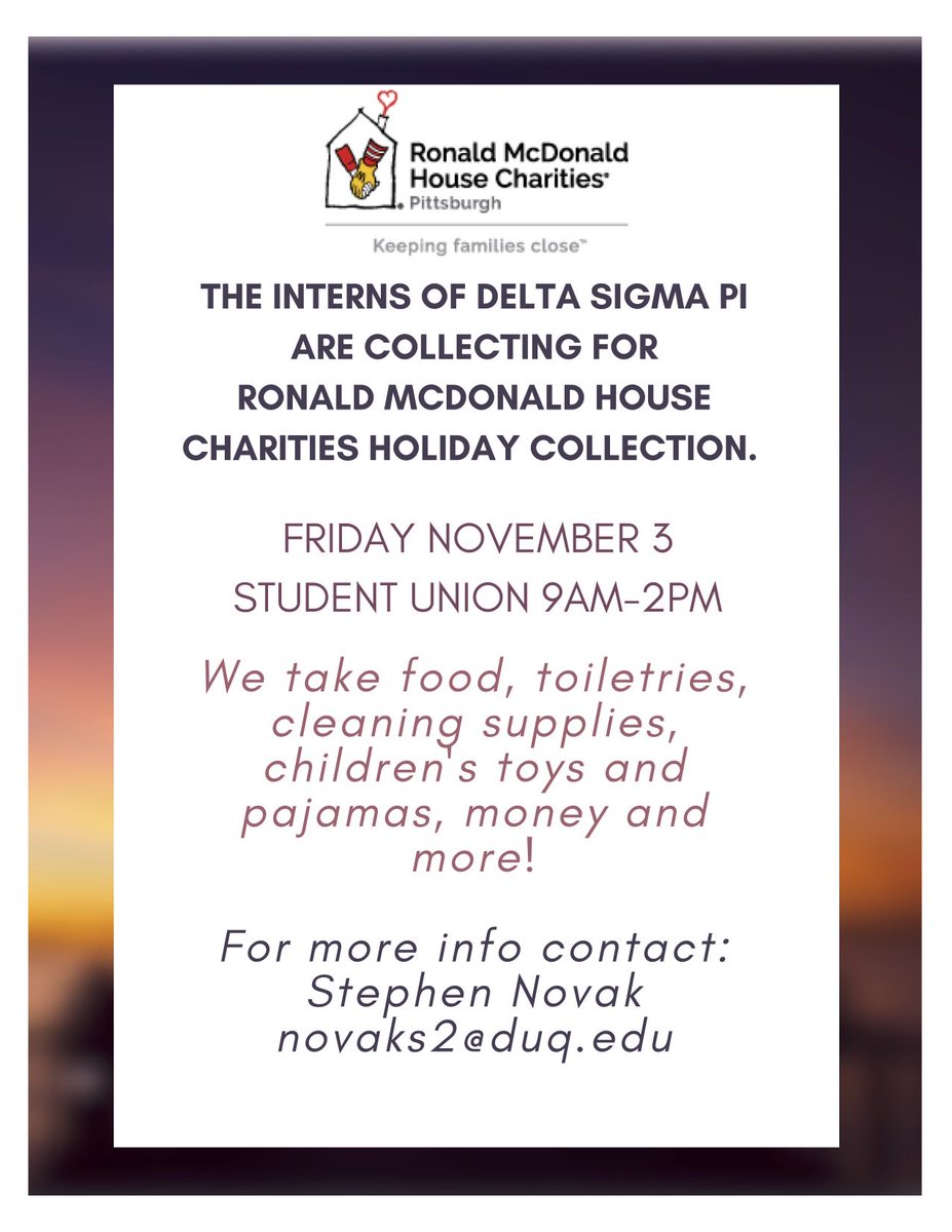 Come and support the Interns at their collection for the Ronald McDonald house!!