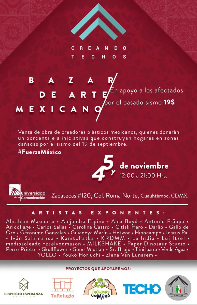DaphLespaul's tweet photo. Este fin de semana #CreandoTechos ❤️ Visítenos y compren mucho para apoyar a los que se quedaron sin casa por el #19S https://t.co/i56OXoNT1h