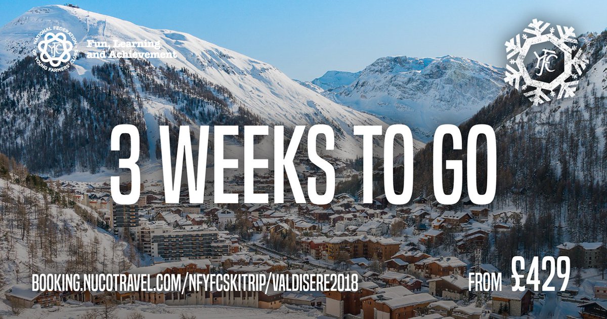 Have you booked your place on #yfcski yet? Only 3 weeks left to secure your place in Val D'Isere with NFYFC. bit.ly/2uys6Jz