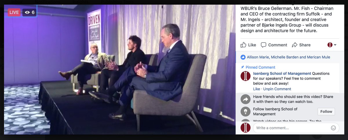 IsenbergUMass's tweet image. Driven: A Conversation with John Fish &amp;amp; Bjarke Ingels is live on Facebook! Tune in now: ow.ly/4R6B30gic06