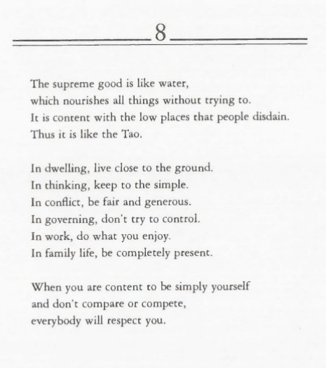 Wisdom from the Tao Te Ching translated by Stephen Mitchell