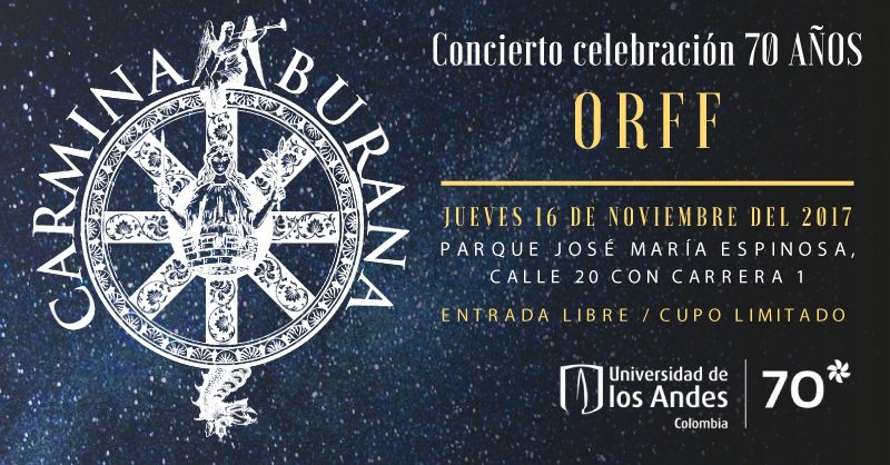 Uniandes's tweet photo. No te pierdas el concierto de celebración de los 70 años de la Universidad de los Andes el jueves 16 de noviembre. https://t.co/tuB2HTsCij https://t.co/3SMpfukhBM