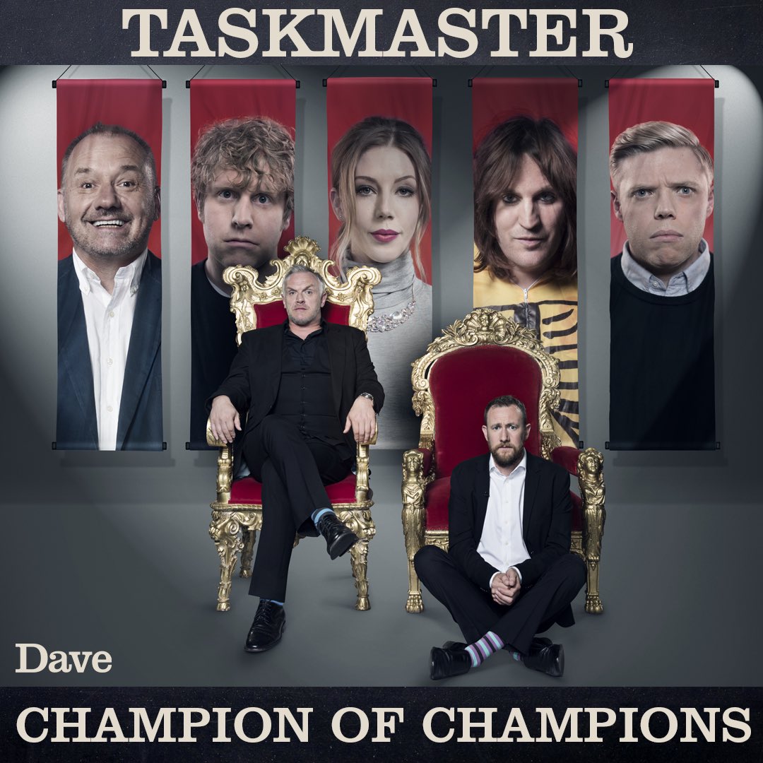 UKTVPress's tweet photo. There we have it, @RealBobMortimer joins reigning #Taskmaster champions for the ultimate showdown on @davechannel. It's going to be epic. https://t.co/fHB8hqSvab