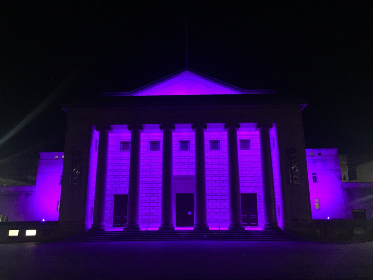 simonlampy's tweet photo. #O2GuildhallS lit up for #PurpleLiightsUK @PancreaticCanUK @O2GuildhallS https://t.co/H6RogQrn1I