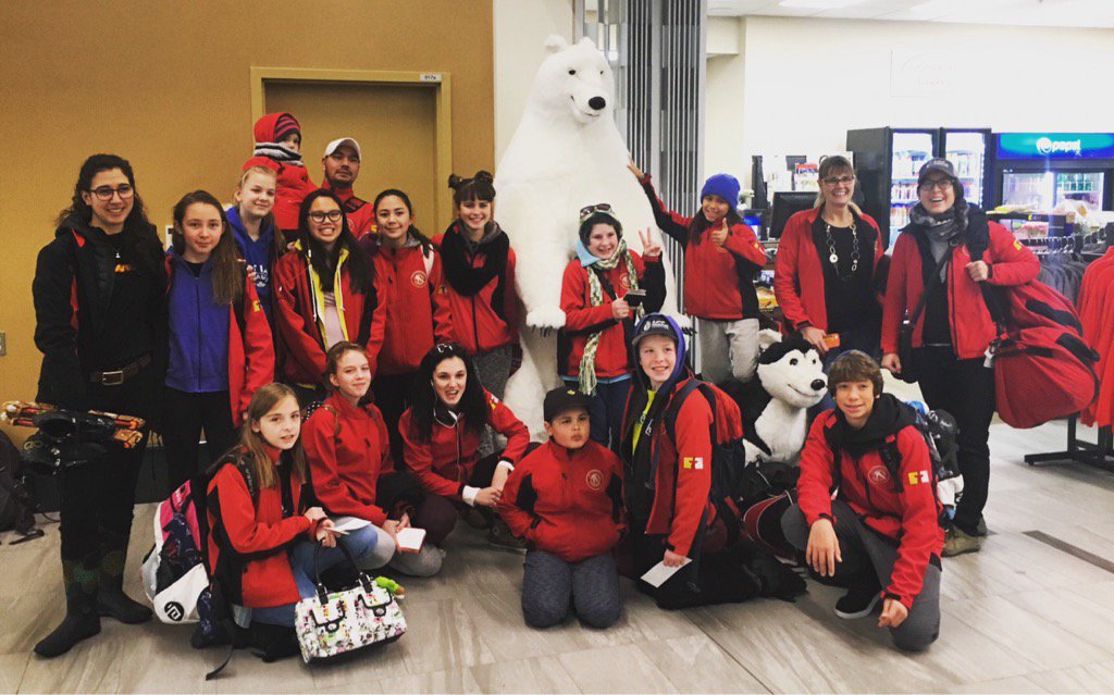 GraceWBoyd's tweet photo. #TeamNunavut up up and away! Off to Newkbrunswik to go fast and turn left! #speedskating #coachlife https://t.co/YRgPGMUfnp