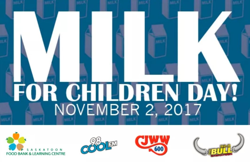 Tomorrow is our Milk for Children Day! Will you help us raise $50,000 for the Milk for Children Program? #yxe #givingback #milkday