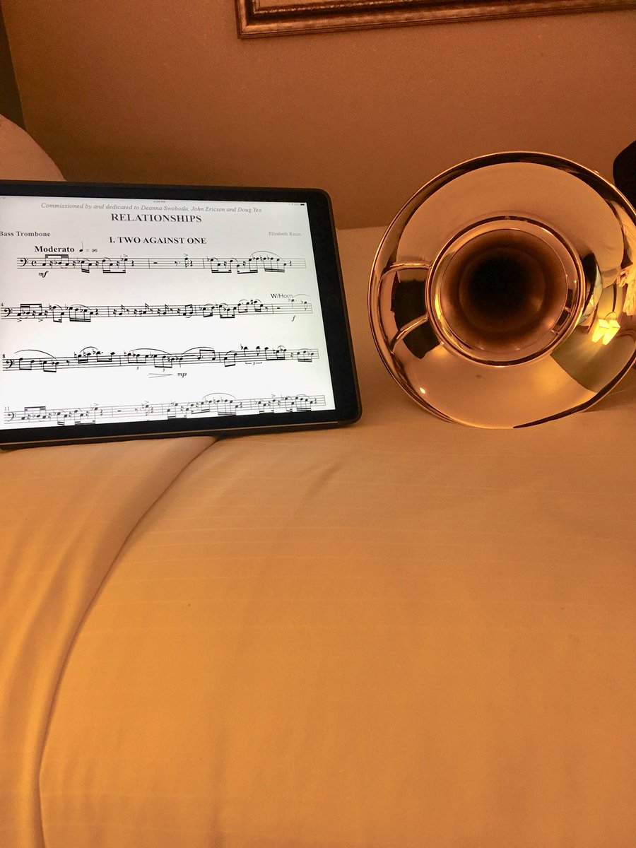 mccaintrombone's tweet photo. Looking forward to playing this with my colleagues in a few weeks! It’s a great piece @hornnotes! #martintrombone #hotelpractice #brasstrio https://t.co/tiBajTz8Zi