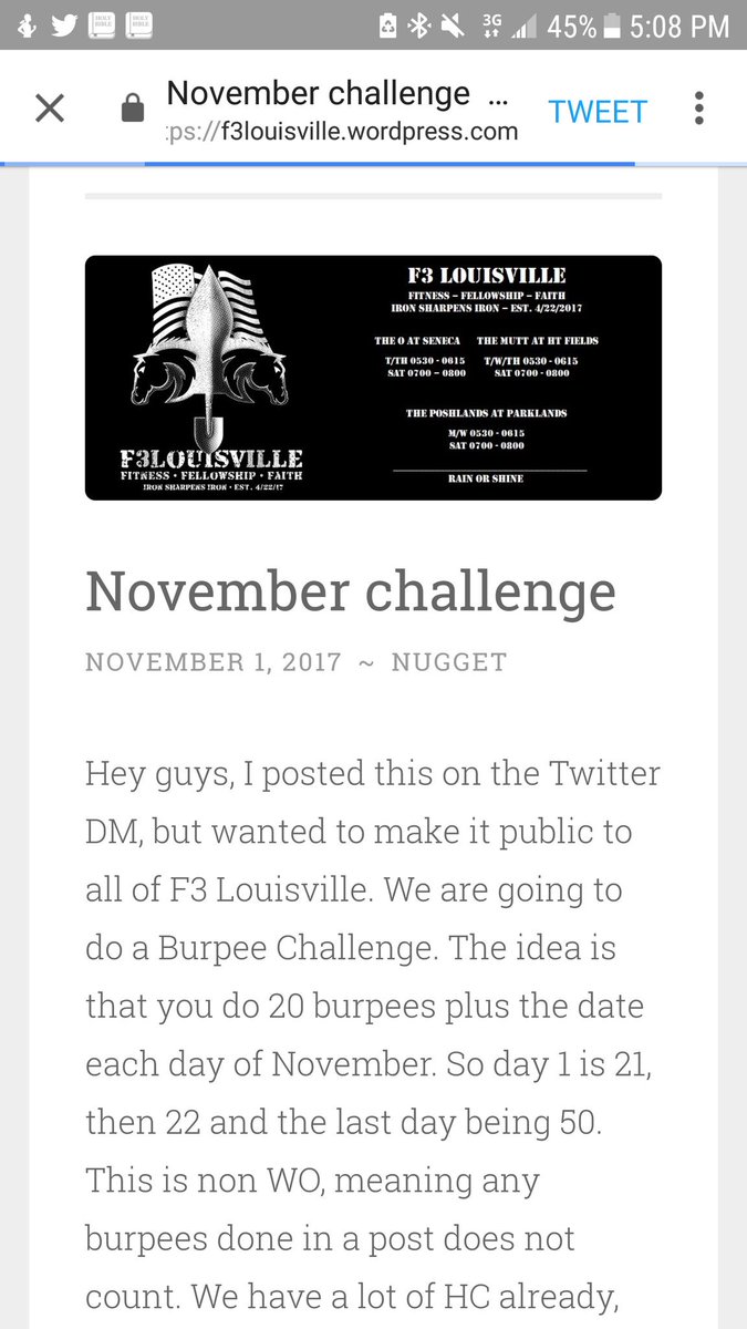 RT as you will reply to HC. November is brought to you by <a href="/F3Louisville/">F3 Louisville</a>